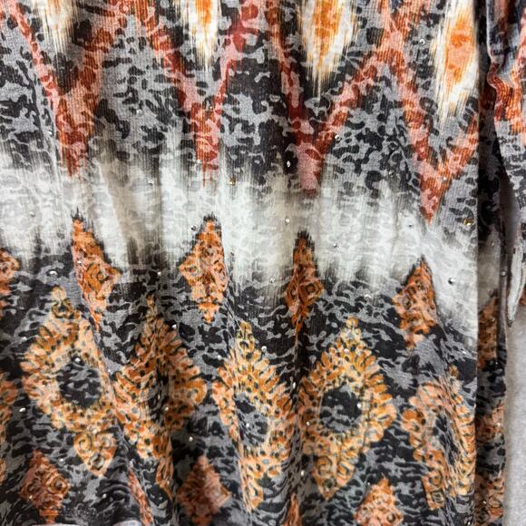 New Directions Curvy Studded Burn Out Top Women’s Plus Size 2X Black Brown y2k - Picture 4 of 9